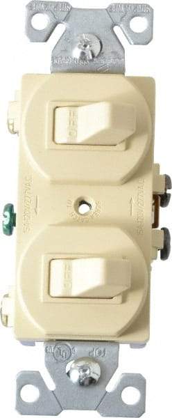 Cooper Wiring Devices - 1 Pole, 120/277 VAC, 15 Amp, Flush Mounted, Duplex Switch - NonNEMA Configuration, 2 Switch, Back Side Wiring, cULus Listed, NOM 426, RoHS Compliant Standard - Makers Industrial Supply