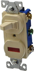 Cooper Wiring Devices - 2 Pole, 120 VAC, 15 Amp, Flush Mounted, Combination Switch with Pilot Light - 7-50 Configuration, 1 Switch, Back Side Wiring, cULus Listed, RoHS Compliant Standard - Makers Industrial Supply