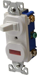 Cooper Wiring Devices - 1 Pole, 120 VAC, 15 Amp, Flush Mounted, Combination Switch with Pilot Light - NonNEMA Configuration, 1 Switch, Back Side Wiring, cULus Listed, RoHS Compliant Standard - Makers Industrial Supply