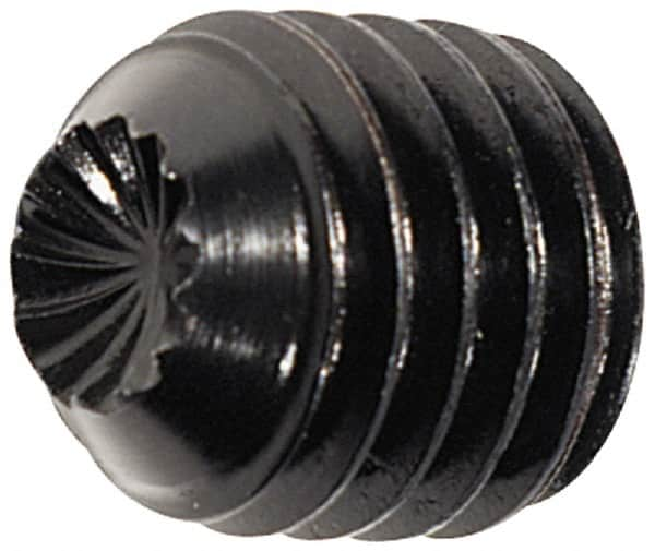 Unbrako - #10-24 UNC, 7/8" OAL, Knurled Cup Point Set Screw - Grade 8 Alloy Steel, 3/32" Key - Makers Industrial Supply