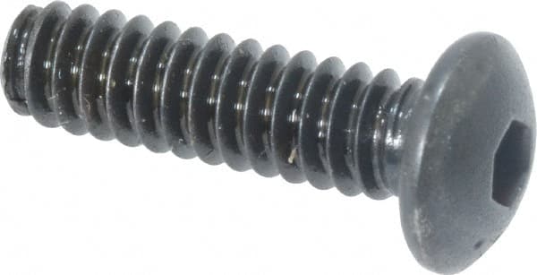 Made in USA - #6-32 UNC Hex Socket Drive, Button Screw - Alloy Steel, Black Oxide Finish, Fully Threaded, 1/2" Length Under Head - Makers Industrial Supply