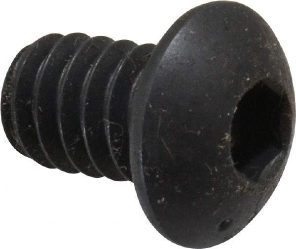 Made in USA - 1/4-20 UNC Hex Socket Drive, Button Screw - Alloy Steel, Black Oxide Finish, Fully Threaded, 3/8" Length Under Head - Makers Industrial Supply