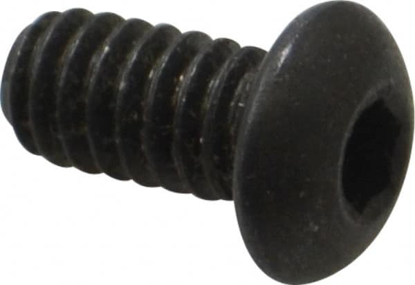 Made in USA - 1/4-20 UNC Hex Socket Drive, Button Screw - Alloy Steel, Black Oxide Finish, Fully Threaded, 1/2" Length Under Head - Makers Industrial Supply