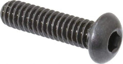 Made in USA - 1/4-20 UNC Hex Socket Drive, Button Screw - Alloy Steel, Black Oxide Finish, Fully Threaded, 1" Length Under Head - Makers Industrial Supply