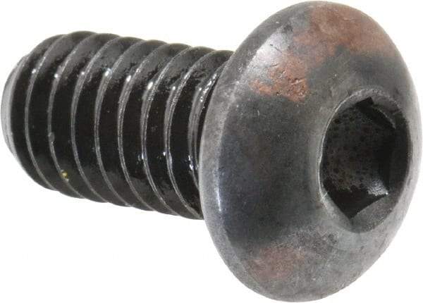 Made in USA - 5/16-18 UNC Hex Socket Drive, Button Screw - Alloy Steel, Black Oxide Finish, Fully Threaded, 5/8" Length Under Head - Makers Industrial Supply