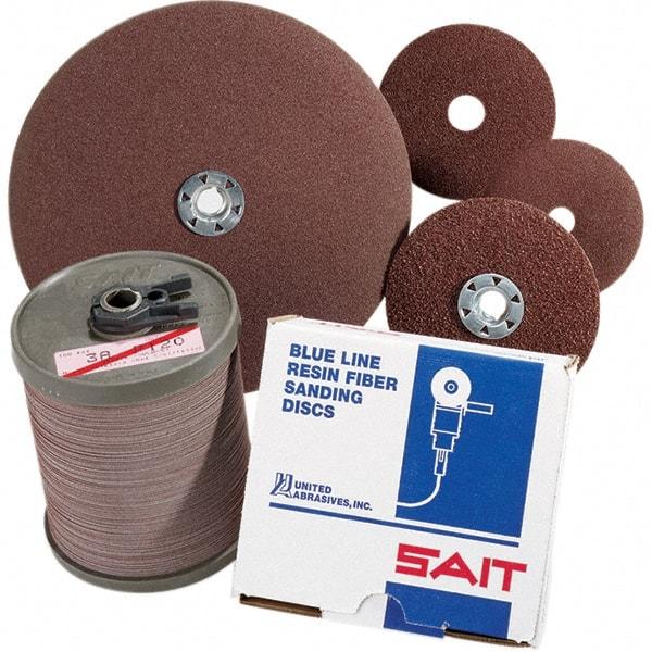 Sait - 4" Diam 5/8" Hole 60 Grit Fiber Disc - Medium Grade, Aluminum Oxide, 12,000 Max RPM, Series 2A - Makers Industrial Supply