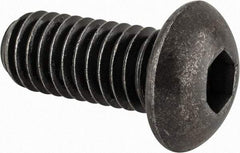 Made in USA - 3/8-16 UNC Hex Socket Drive, Button Screw - Alloy Steel, Black Oxide Finish, Fully Threaded, 7/8" Length Under Head - Makers Industrial Supply