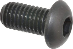 Made in USA - 1/2-13 UNC Hex Socket Drive, Button Screw - Alloy Steel, Black Oxide Finish, Fully Threaded, 1" Length Under Head - Makers Industrial Supply