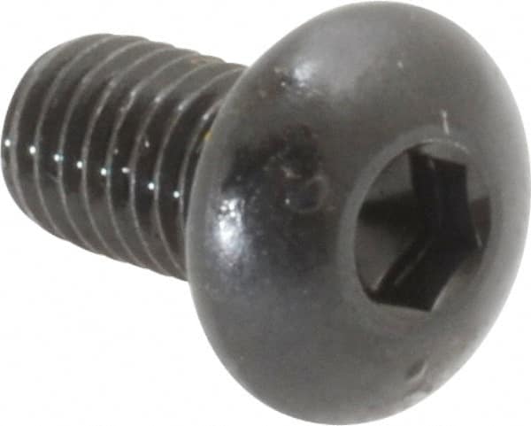 Made in USA - #10-32 UNF Hex Socket Drive, Button Screw - Alloy Steel, Black Oxide Finish, Fully Threaded, 3/8" Length Under Head - Makers Industrial Supply