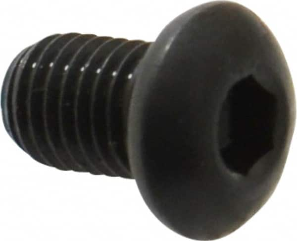 Made in USA - 1/4-28 UNF Hex Socket Drive, Button Screw - Alloy Steel, Black Oxide Finish, Fully Threaded, 3/8" Length Under Head - Makers Industrial Supply