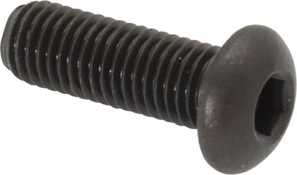 Made in USA - 1/4-28 UNF Hex Socket Drive, Button Screw - Alloy Steel, Black Oxide Finish, Fully Threaded, 3/4" Length Under Head - Makers Industrial Supply