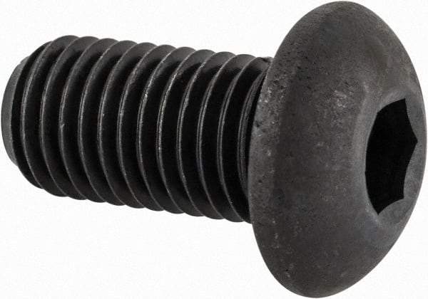 Made in USA - 5/16-24 UNF Hex Socket Drive, Button Screw - Alloy Steel, Black Oxide Finish, Fully Threaded, 5/8" Length Under Head - Makers Industrial Supply