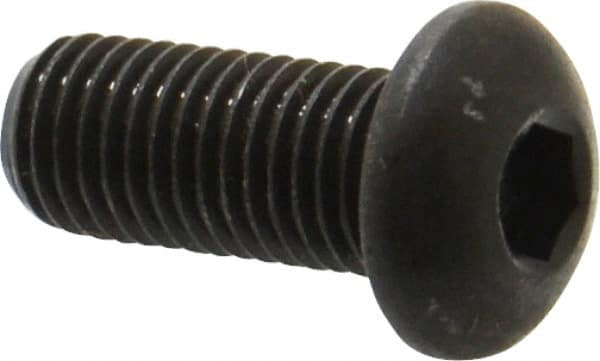 Made in USA - 5/16-24 UNF Hex Socket Drive, Button Screw - Alloy Steel, Black Oxide Finish, Fully Threaded, 3/4" Length Under Head - Makers Industrial Supply