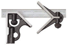 SPI - 3 Piece, 6" Combination Square Set - 1/16, 1/32, 1/64 & 1/8" (4R) Graduation, Hardened Steel Blade, Cast Iron Center & Square Head - Makers Industrial Supply