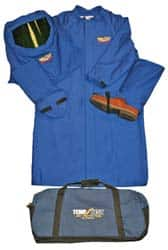 Stanco Safety Products - Size XL, 3 HRC, Arc Flash Clothing Kit - 25 cal per Sq cm, Hood Protection, 35" Coat & Bib Overalls - Makers Industrial Supply