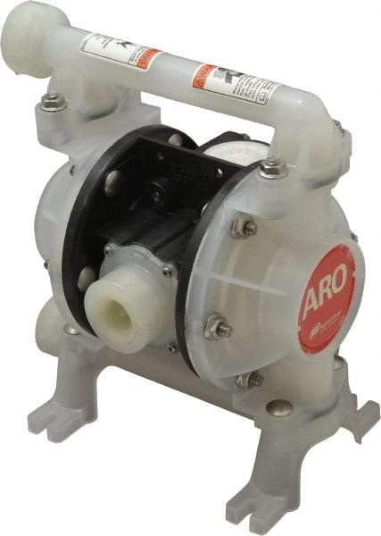 ARO/Ingersoll-Rand - 3/8" NPT, Nonmetallic, Air Operated Diaphragm Pump - PTFE Diaphragm, Polypropylene Housing - Makers Industrial Supply