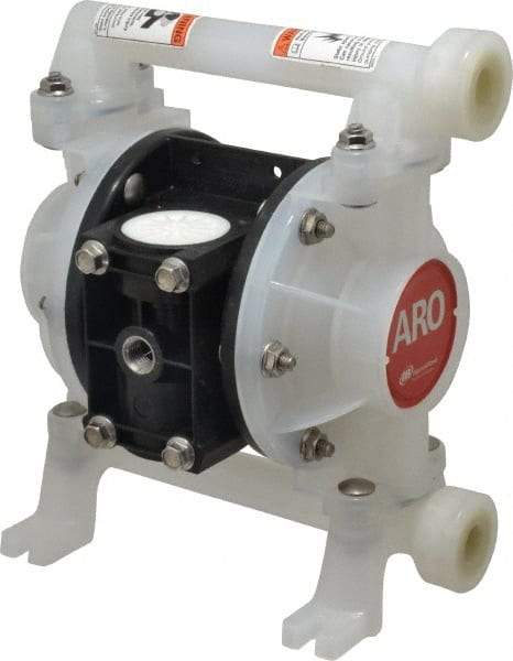 ARO/Ingersoll-Rand - 3/8" NPT, Nonmetallic, Air Operated Diaphragm Pump - PTFE Diaphragm, Polypropylene Housing - Makers Industrial Supply