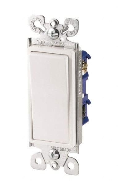 Cooper Wiring Devices - 4 Pole, 120 to 277 VAC, 15 Amp, Commercial Grade, Rocker, Wall and Dimmer Light Switch - 1.44 Inch Wide x 4.19 Inch High, Fluorescent - Makers Industrial Supply