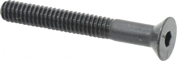 Made in USA - 1/4-20 UNC Hex Socket Drive, 82° Flat Screw - Alloy Steel, Black Oxide Finish, Partially Threaded, 2" OAL - Makers Industrial Supply