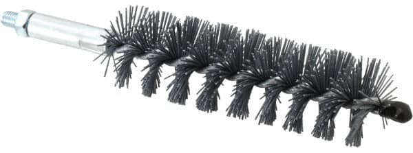 Schaefer Brush - 4" Brush Length, 1-1/4" Diam, Single Stem, Single Spiral Tube Brush - 6-1/4" Long, Silicone Carbide Impregnated Nylon, 1/4-28 Male Connection - Makers Industrial Supply