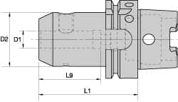 Kennametal - HSK63A Taper Shank 25mm Hole End Mill Holder/Adapter - 65mm Nose Diam, 110mm Projection, Through-Spindle Coolant - Exact Industrial Supply