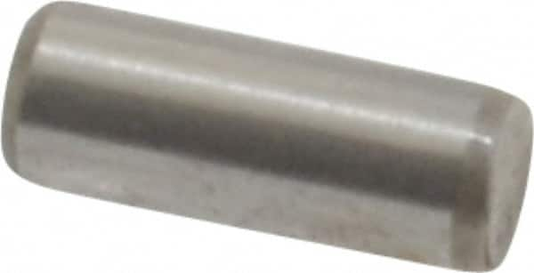 Made in USA - 3/32" Diam x 1/4" Pin Length Grade 8 Alloy Steel Standard Dowel Pin - Bright Finish, 1 Beveled & 1 Rounded End - Makers Industrial Supply