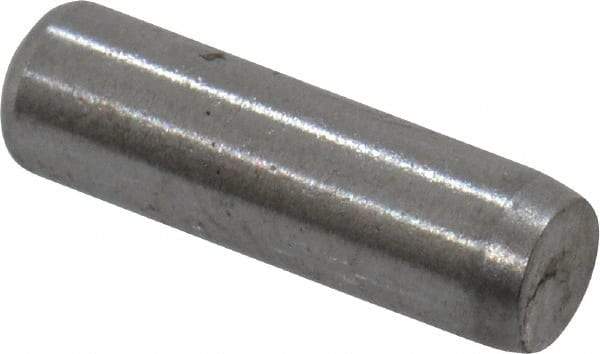 Made in USA - 3/32" Diam x 5/16" Pin Length Grade 8 Alloy Steel Standard Dowel Pin - Bright Finish, 1 Beveled & 1 Rounded End - Makers Industrial Supply