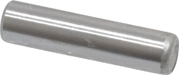 Made in USA - 3/16" Diam x 3/4" Pin Length Grade 8 Alloy Steel Standard Dowel Pin - Bright Finish, C 47-58 & C 60 (Surface) Hardness, 4,150 Lb (Single Shear), 8,300 Lb (Double Shear) Breaking Strength, 1 Beveled & 1 Rounded End - Makers Industrial Supply