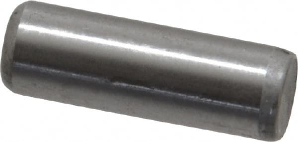 Made in USA - 1/4" Diam x 3/4" Pin Length Grade 8 Alloy Steel Standard Dowel Pin - Bright Finish, C 47-58 & C 60 (Surface) Hardness, 14,720 Lb (Double Shear), 7,360 Lb (Single Shear) Breaking Strength, 1 Beveled & 1 Rounded End - Makers Industrial Supply