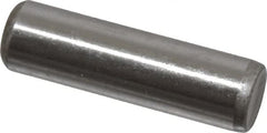 Made in USA - 1/4" Diam x 7/8" Pin Length Grade 8 Alloy Steel Standard Dowel Pin - Bright Finish, C 47-58 & C 60 (Surface) Hardness, 14,720 Lb (Double Shear), 7,360 Lb (Single Shear) Breaking Strength, 1 Beveled & 1 Rounded End - Makers Industrial Supply