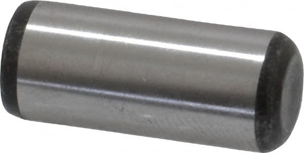 Made in USA - 3/8" Diam x 7/8" Pin Length Grade 8 Alloy Steel Standard Dowel Pin - Bright Finish, C 47-58 & C 60 (Surface) Hardness, 16,550 Lb (Single Shear), 33,100 Lb (Double Shear) Breaking Strength, 1 Beveled & 1 Rounded End - Makers Industrial Supply