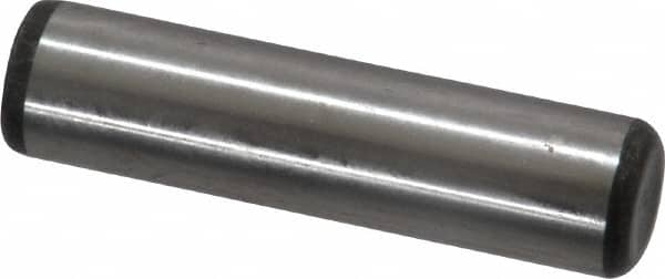 Made in USA - 3/8" Diam x 1-1/2" Pin Length Grade 8 Alloy Steel Standard Dowel Pin - Bright Finish, C 47-58 & C 60 (Surface) Hardness, 16,550 Lb (Single Shear), 33,100 Lb (Double Shear) Breaking Strength, 1 Beveled & 1 Rounded End - Makers Industrial Supply