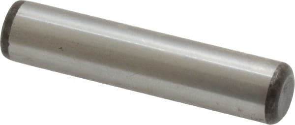 Made in USA - 3/8" Diam x 1-3/4" Pin Length Grade 8 Alloy Steel Standard Dowel Pin - Bright Finish, C 47-58 & C 60 (Surface) Hardness, 16,550 Lb (Single Shear), 33,100 Lb (Double Shear) Breaking Strength, 1 Beveled & 1 Rounded End - Makers Industrial Supply