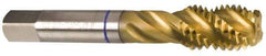 Guhring - 1-8 UNC 4 Flute 2B Modified Bottoming Spiral Flute Tap - Powdered Metal, TiN Finish, 5-1/8" OAL, Right Hand Flute, Right Hand Thread, Series 3910 - Makers Industrial Supply