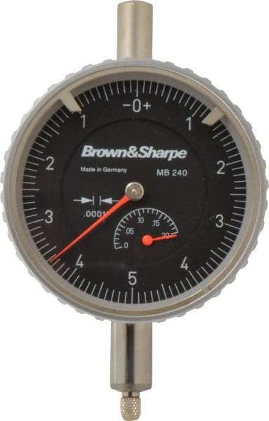 TESA Brown & Sharpe - 0.2" Range, 0-5-0 Dial Reading, 0.0001" Graduation Dial Drop Indicator - 2-1/4" Dial, 0.01" Range per Revolution, Revolution Counter - Makers Industrial Supply