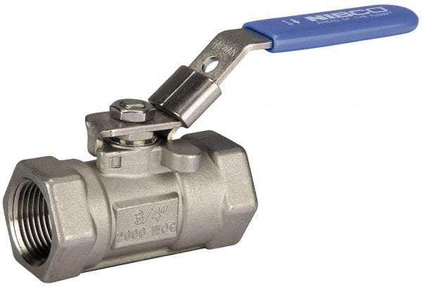 NIBCO - 1-1/2" Pipe, Carbon Steel Standard Ball Valve - 1 Piece, Inline - One Way Flow, FNPT x FNPT Ends, Lever Handle, 1,500 WOG - Makers Industrial Supply