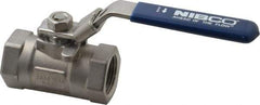 NIBCO - 1" Pipe, Reduced Port, Carbon Steel Standard Ball Valve - 1 Piece, Inline - One Way Flow, FNPT x FNPT Ends, Locking Lever Handle, 2,000 WOG - Makers Industrial Supply