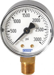 Wika - 2" Dial, 1/4 Thread, 0-3,000 Scale Range, Pressure Gauge - Lower Connection Mount, Accurate to 3-2-3% of Scale - Makers Industrial Supply