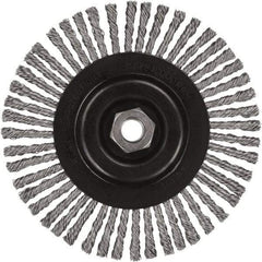 DeWALT - 6-1/2" OD, 5/8-11 Arbor Hole, Stringer Bead Stainless Steel Wheel Brush - 3/8" Face Width, 7/8" Trim Length, 0.02" Filament Diam, 9,000 RPM - Makers Industrial Supply