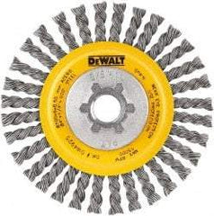 DeWALT - 5" OD, 5/8-11 Arbor Hole, Stringer Bead Steel Wheel Brush - 3/8" Face Width, 7/8" Trim Length, 0.02" Filament Diam, 12,000 RPM - Makers Industrial Supply