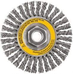 DeWALT - 4" OD, 5/8-11 Arbor Hole, Stringer Bead Stainless Steel Wheel Brush - 3/8" Face Width, 7/8" Trim Length, 0.02" Filament Diam, 20,000 RPM - Makers Industrial Supply