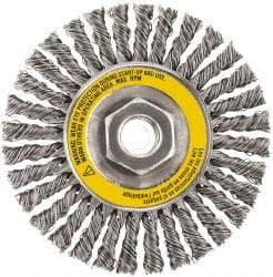 DeWALT - 6-1/2" OD, 5/8-11 Arbor Hole, Stringer Bead Stainless Steel Wheel Brush - 3/8" Face Width, 7/8" Trim Length, 0.02" Filament Diam, 9,000 RPM - Makers Industrial Supply