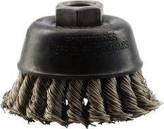 DeWALT - 3" Diam, 5/8-11 Threaded Arbor, Stainless Steel Fill Cup Brush - 0.02 Wire Diam, 7/8" Trim Length, 14,000 Max RPM - Makers Industrial Supply