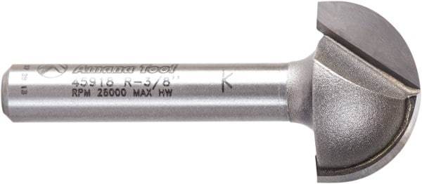 Amana Tool - 3/4" Cut Diam, 7/16" Length of Cut, 2 Flute Core Box Edge Profile Router Bit - Carbide-Tipped, 1/4" Shank Diam, 1-3/4" OAL, Uncoated - Makers Industrial Supply