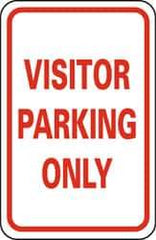 NMC - "Visitor Parking Only", 12" Wide x 18" High, Aluminum Parking Lot Traffic Signs - 0.063" Thick, Red on White, Rectangle, Post Mount - Makers Industrial Supply