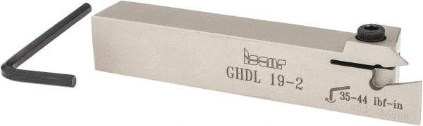 Iscar - External Thread, 0.33" Max Depth of Cut, 0.016" Min Groove Width, 4-1/2" OAL, Left Hand Indexable Grooving Cutoff Toolholder - 3/4" Shank Height x 3/4" Shank Width, GI.., GPV.., TIP.. Insert Style, GHD Toolholder Style, Series Cut Grip - Makers Industrial Supply