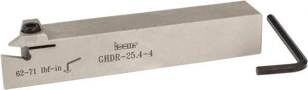 Iscar - External Thread, 0.4" Max Depth of Cut, 0.157" Min Groove Width, 6" OAL, Right Hand Indexable Grooving Cutoff Toolholder - 1" Shank Height x 1" Shank Width, GI.., GPV.., TIP.. Insert Style, GHD Toolholder Style, Series Cut Grip - Makers Industrial Supply