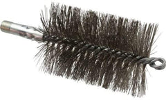 Schaefer Brush - 4-1/2" Brush Length, 3" Diam, Double Stem, Double Spiral Tube Brush - 7-1/4" Long, Stainless Steel, 1/4" NPSM Male Connection - Makers Industrial Supply