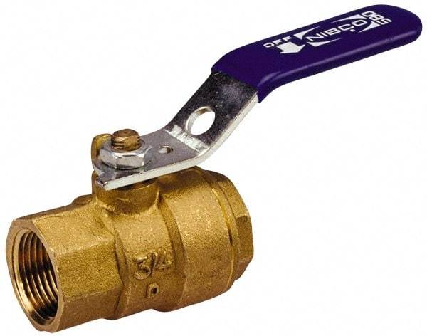 NIBCO - 2" Pipe, Standard Port, Carbon Steel Standard Ball Valve - 2 Piece, Inline - One Way Flow, FNPT x FNPT Ends, Lever Handle, 1,500 WOG - Makers Industrial Supply