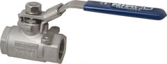 NIBCO - 3/4" Pipe, Standard Port, Stainless Steel Standard Ball Valve - 2 Piece, Inline - One Way Flow, FNPT x FNPT Ends, Locking Lever Handle, 2,000 WOG, 150 WSP - Makers Industrial Supply